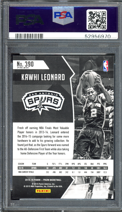 Kawhi Leonard Silver PSA 9 I 2015-16 Panini Prizm