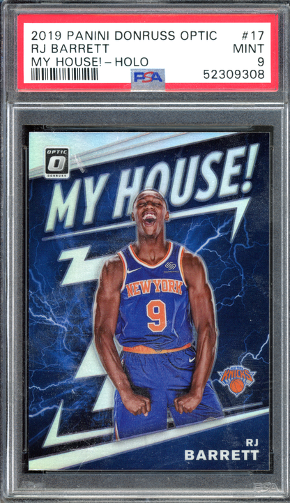 RJ Barrett My House! Holo PSA 9 Rookie I 2019-20 Panini Donruss Optic