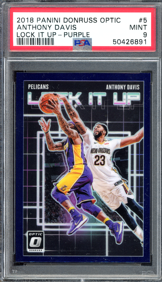 Anthony Davis Lock It Up Purple PSA 9 I 2018-19 Panini Donruss Optic