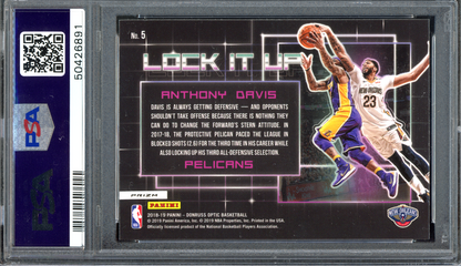 Anthony Davis Lock It Up Purple PSA 9 I 2018-19 Panini Donruss Optic