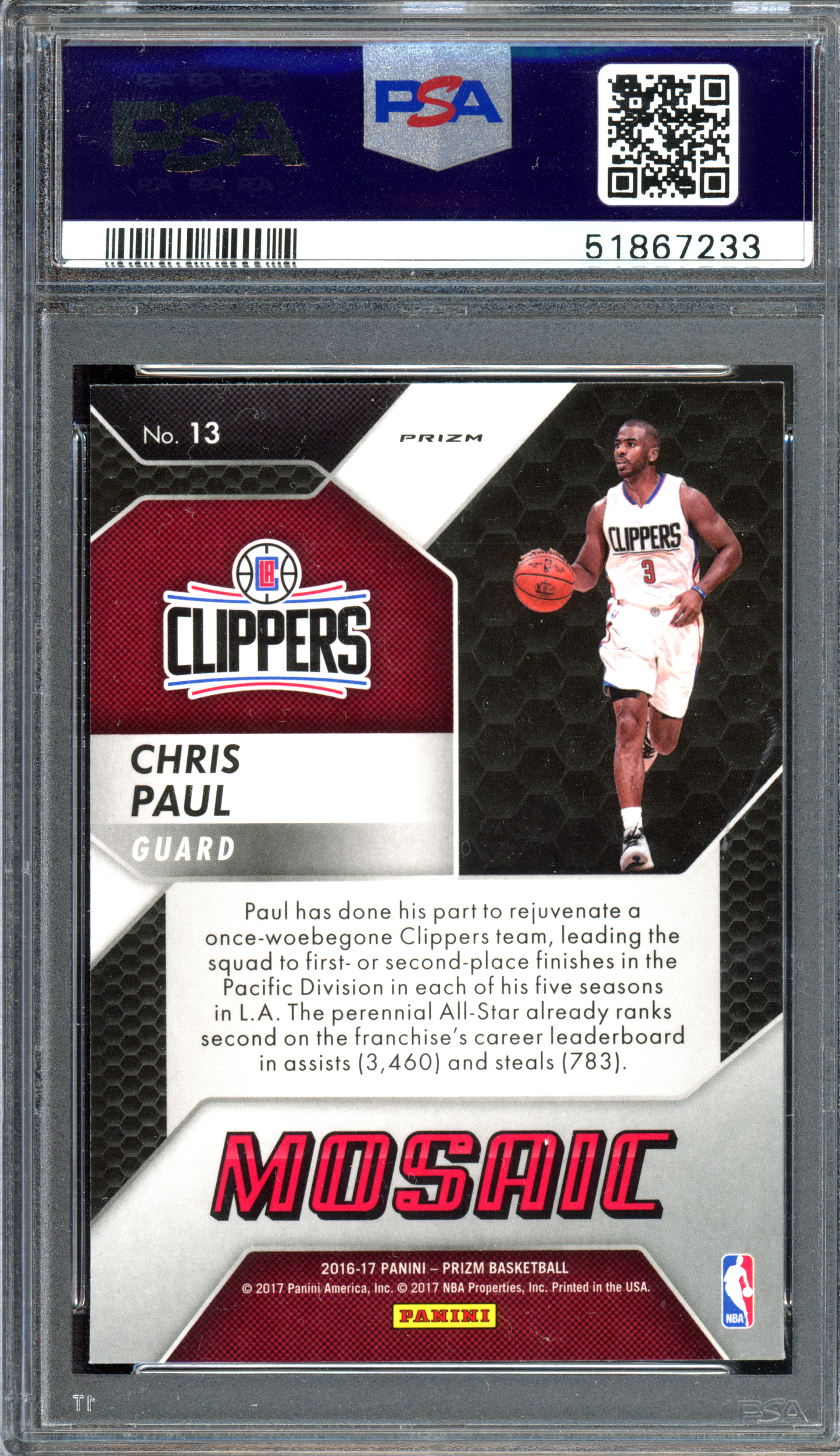 Chris Paul Mosaic PSA 9 I 2016-17 Panini Prizm