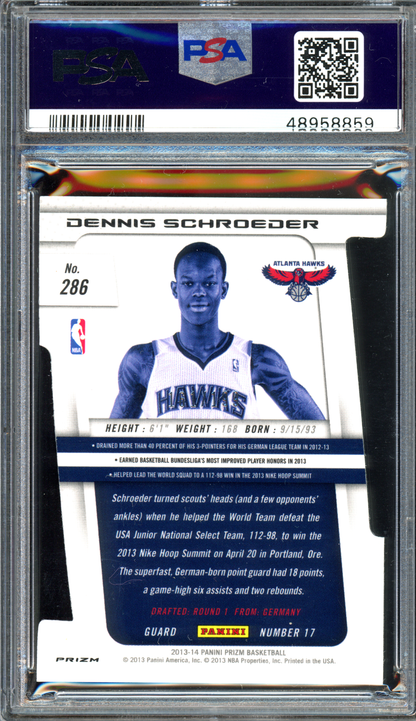 Dennis Schröder Rookie Light Blue Die-Cut PSA 9 - Limitiert auf 199 I 2013-14 Panini Prizm