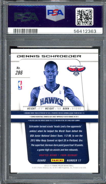 Dennis Schröder Rookie PSA 10 I 2013-14 Panini Prizm