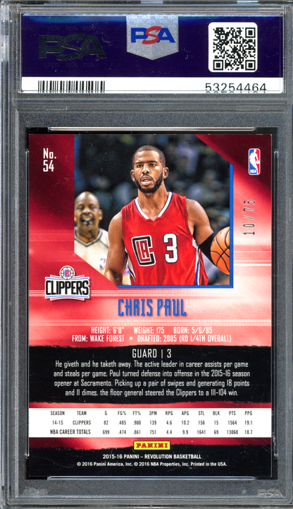 Chris Paul Sunburst PSA 8 - Limitiert auf 75 I 2015-16 Panini Revolution