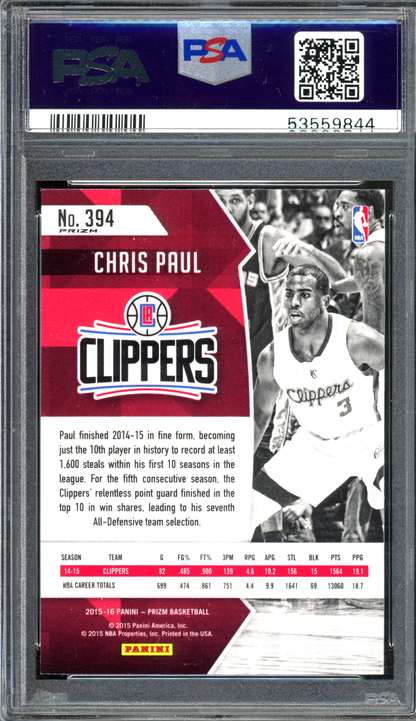 Chris Paul Silver PSA 9 I 2015-16 Panini Prizm