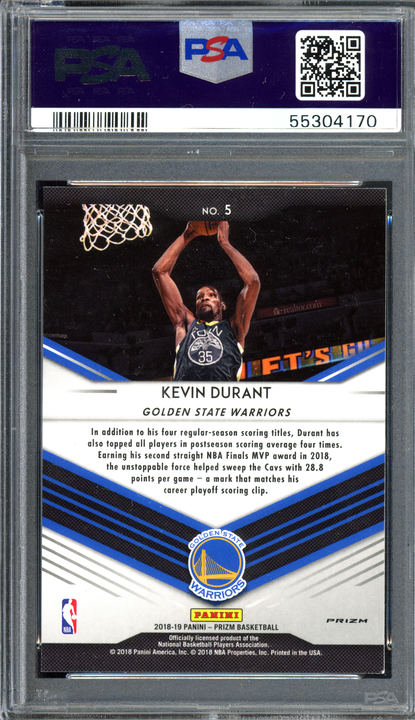 Kevin Durant Go Hard or Go Home Silver PSA 9 I 2018-19 Panini Prizm