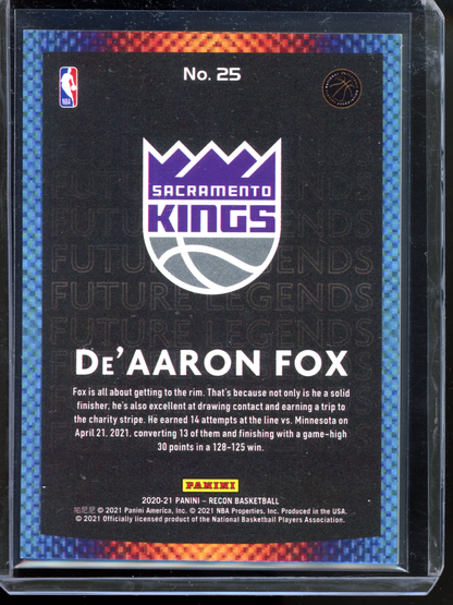 De'Aaron Fox Future Legends Purple - Limitiert auf 49 I 2020-21 Panini Recon