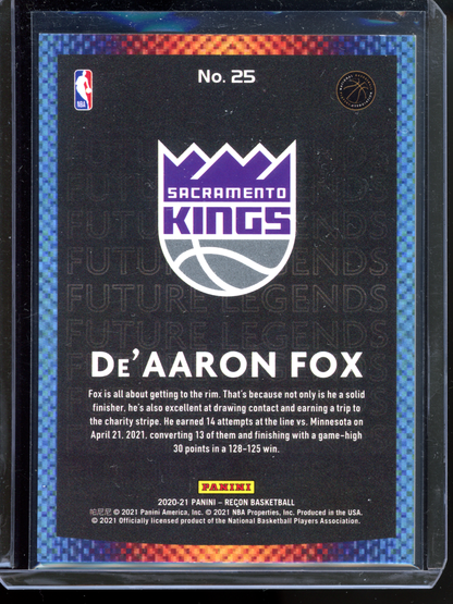 De'Aaron Fox Future Legends Blue - Limitiert auf 99 I 2020-21 Panini Recon