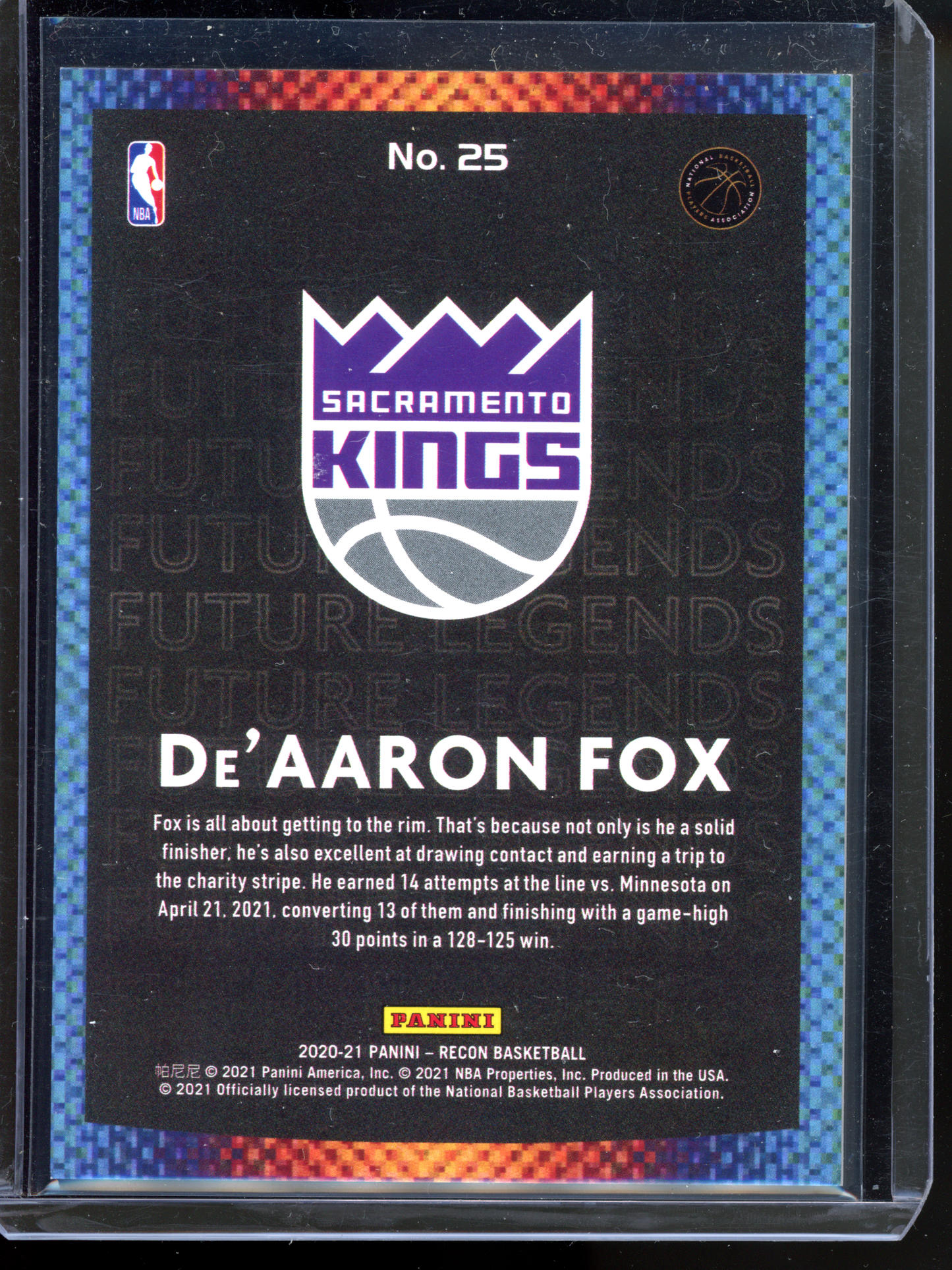 De'Aaron Fox Future Legends Red - Limitiert auf 199 I 2020-21 Panini Recon