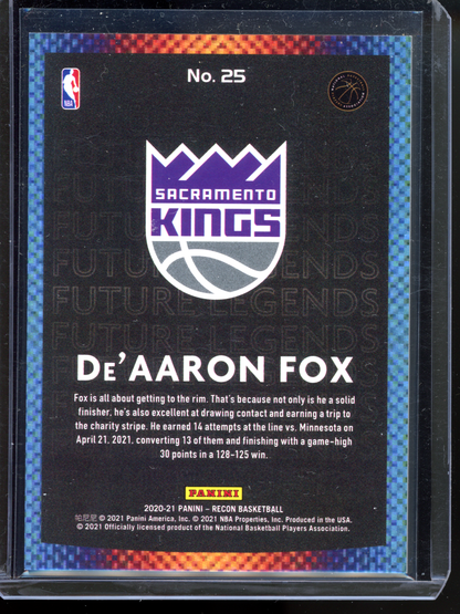 De'Aaron Fox Future Legends Red - Limitiert auf 199 I 2020-21 Panini Recon