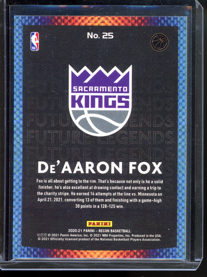 De'Aaron Fox Future Legends I 2020-21 Panini Recon