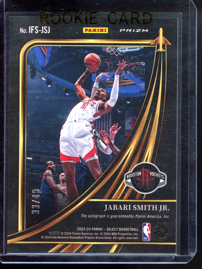 Jabari Smith Jr. Autogramm In Flight - Limitiert auf 49 I 2023-24 Panini Select