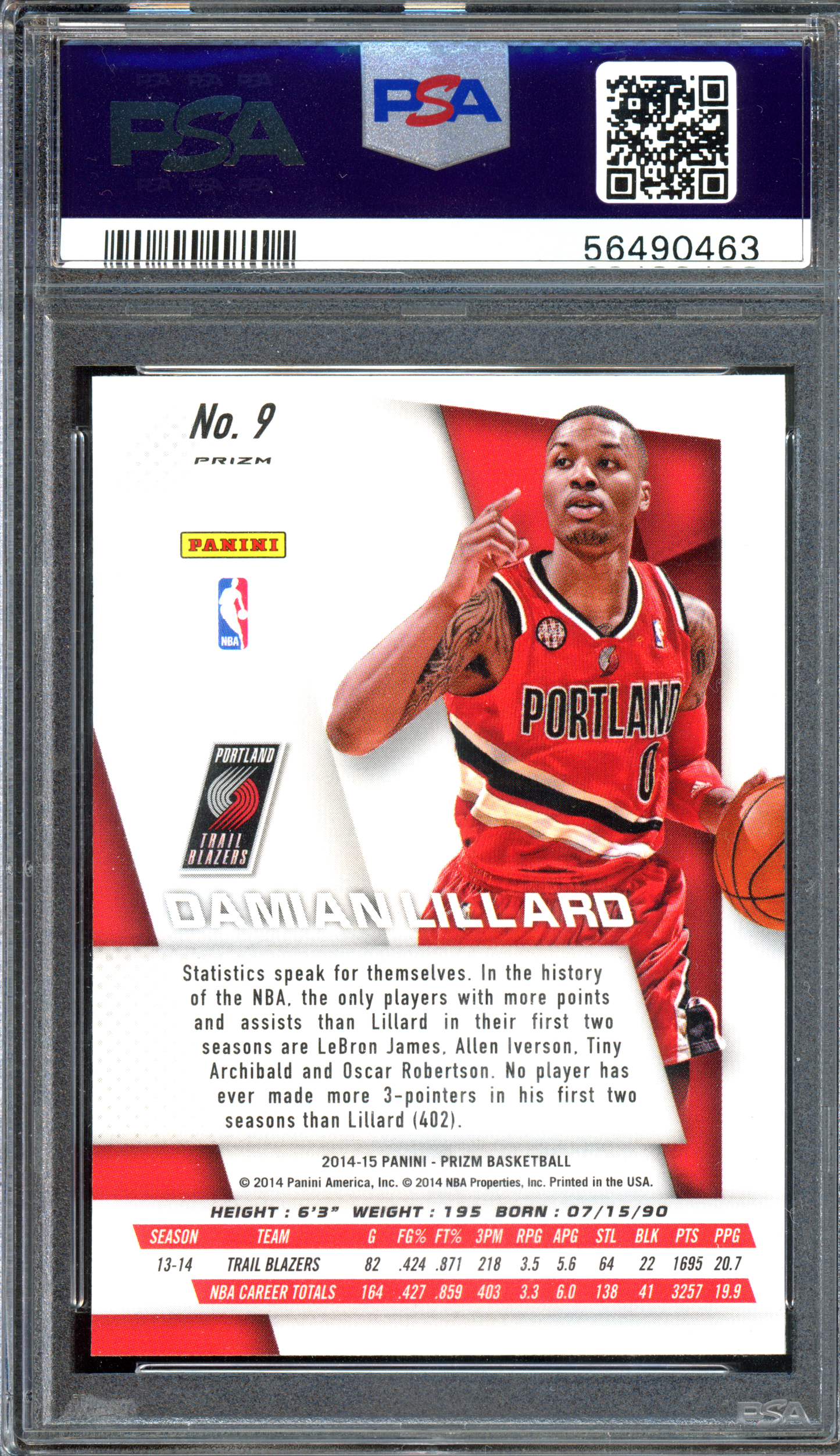 Damian Lillard SP Variations Prizm PSA 10 I 2014 Panini Prizm