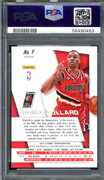 Damian Lillard SP Variations Prizm PSA 10 I 2014 Panini Prizm