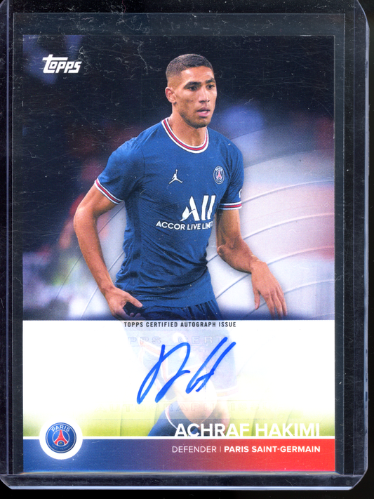 Achraf Hakimi Autogramm I 2021-22 Topps Paris Saint-Germain Team Set