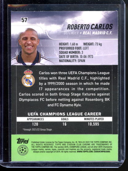 Roberto Carlos Blue Variation I 2021-22 Stadium Club Chrome UEFA