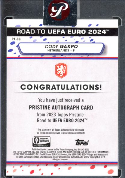 Cody Gakpo Autogramm I 2023 Topps Pristine Road to UEFA Euro 2024