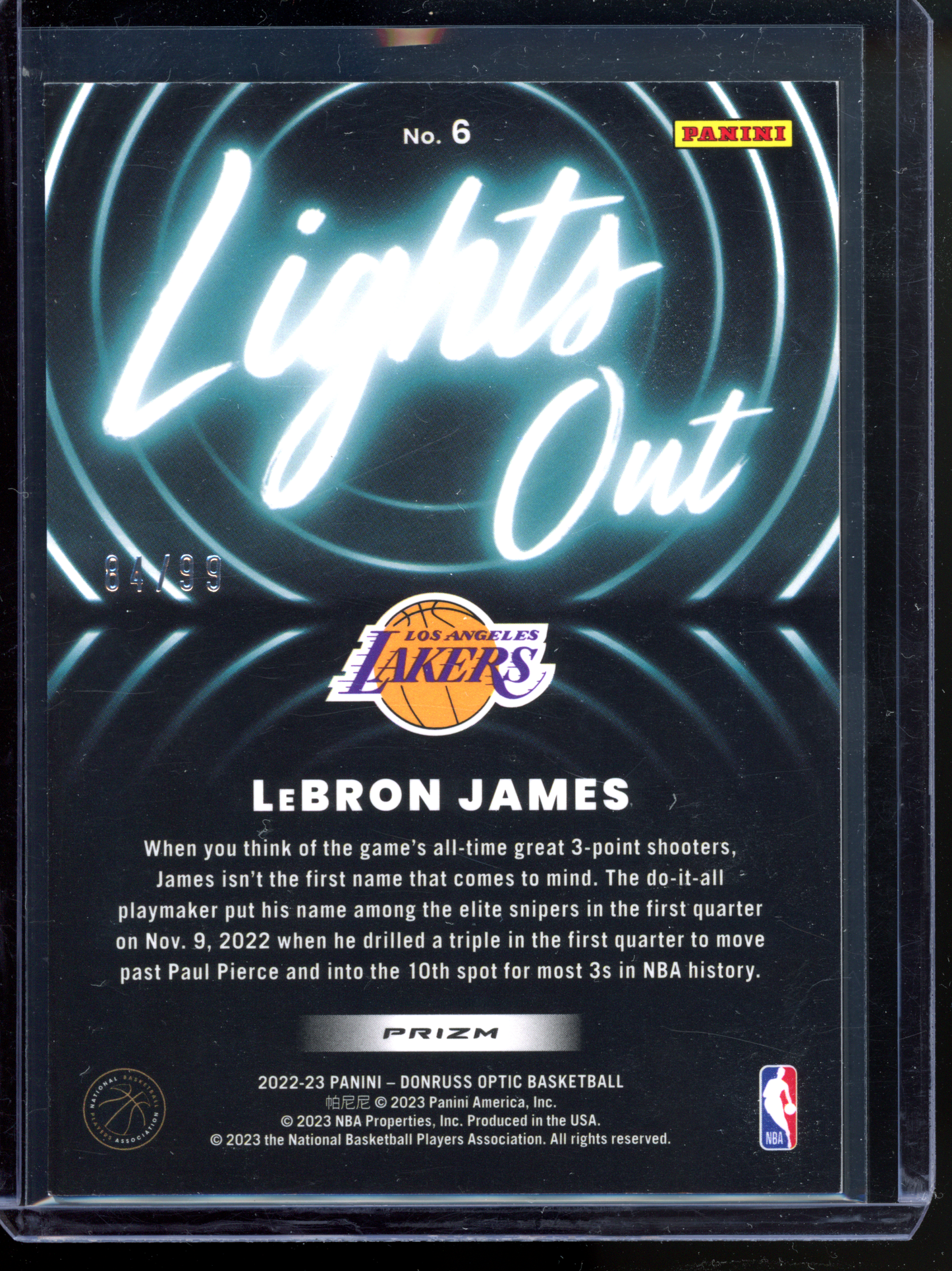 LeBron James Lights Out - Limitiert auf 99 I 2022-23 Panini Donruss Optic