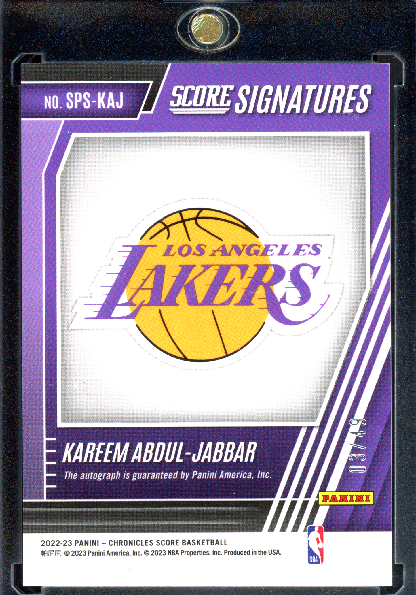 Kareem Abdul-Jabbar Autogramm - Limitiert auf 49 I 2022-23 Panini Chronicles Score