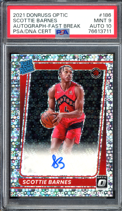 Scottie Barnes Autogramm Fast Break Rookie - PSA 9 mit Autogrammbewertung 10 I 2021-22 Panini Donruss Optic