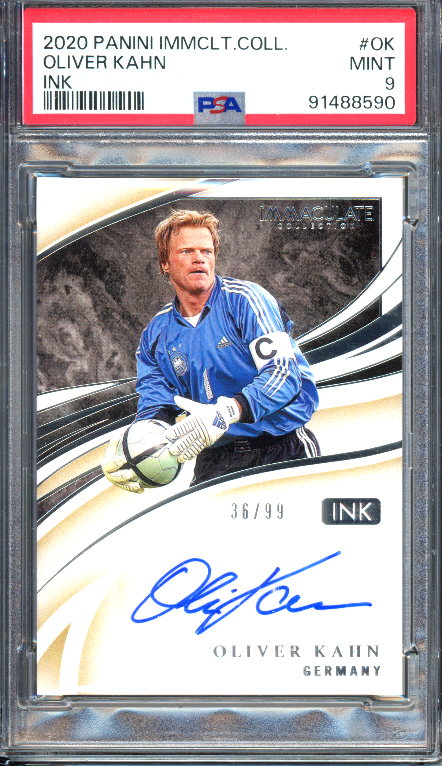 Oliver Kahn Autogramm Ink PSA 9 - Limitiert auf 99 I 2020-21 Panini Immaculate Collection