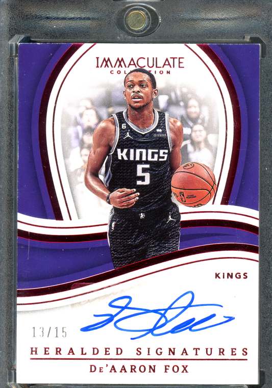 De'Aaron Fox Autogramm - Limitiert auf 15 I 2022-23 Panini Immaculate Collection