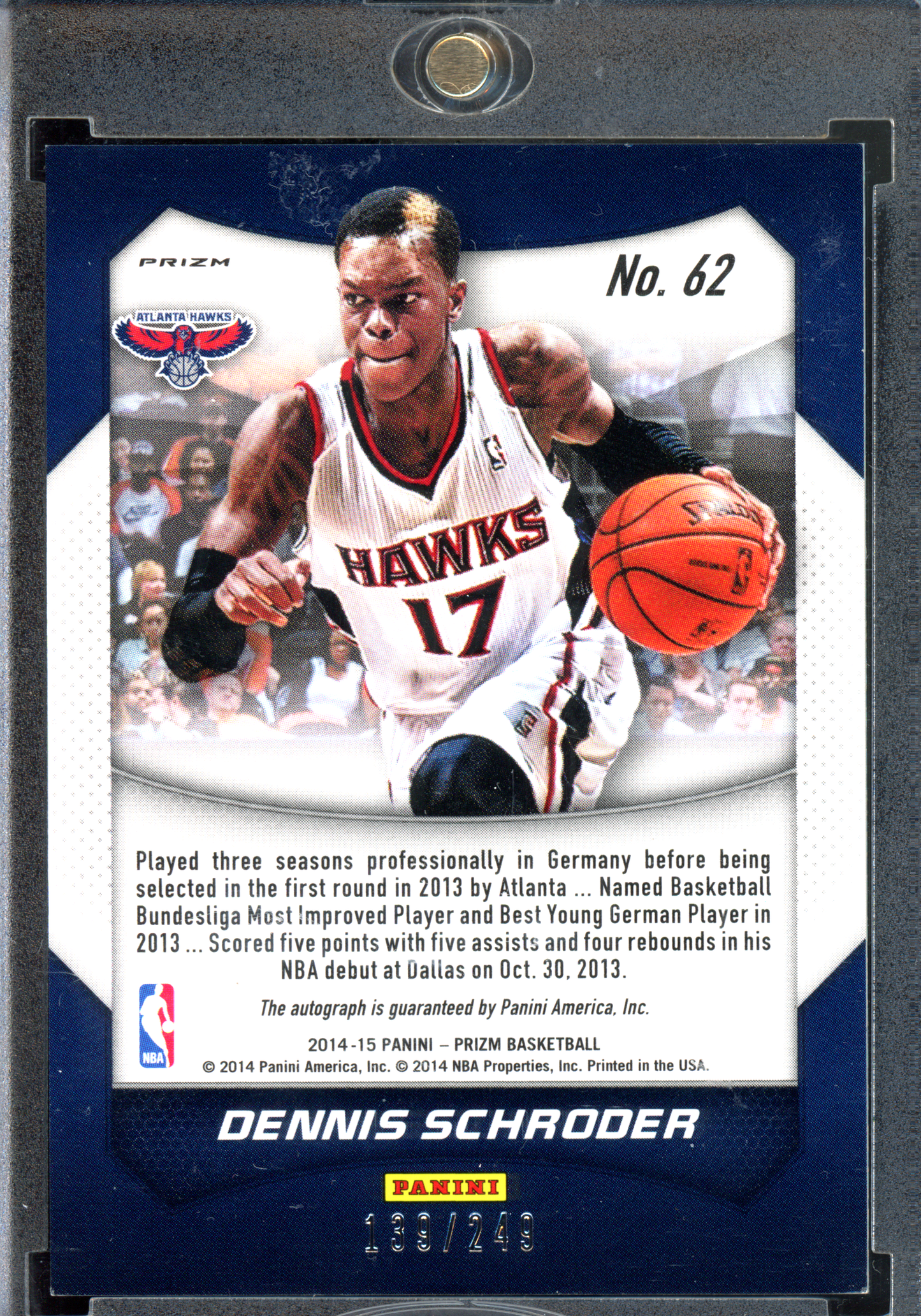 Dennis Schröder Autogramm - Limitiert auf 249 I 2014-15 Panini Prizm