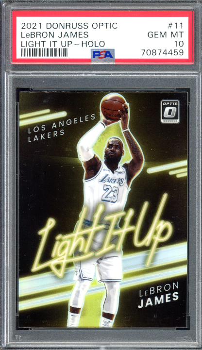 LeBron James Light It Up Holo PSA 10 I 2021-22 Panini Donruss Optic