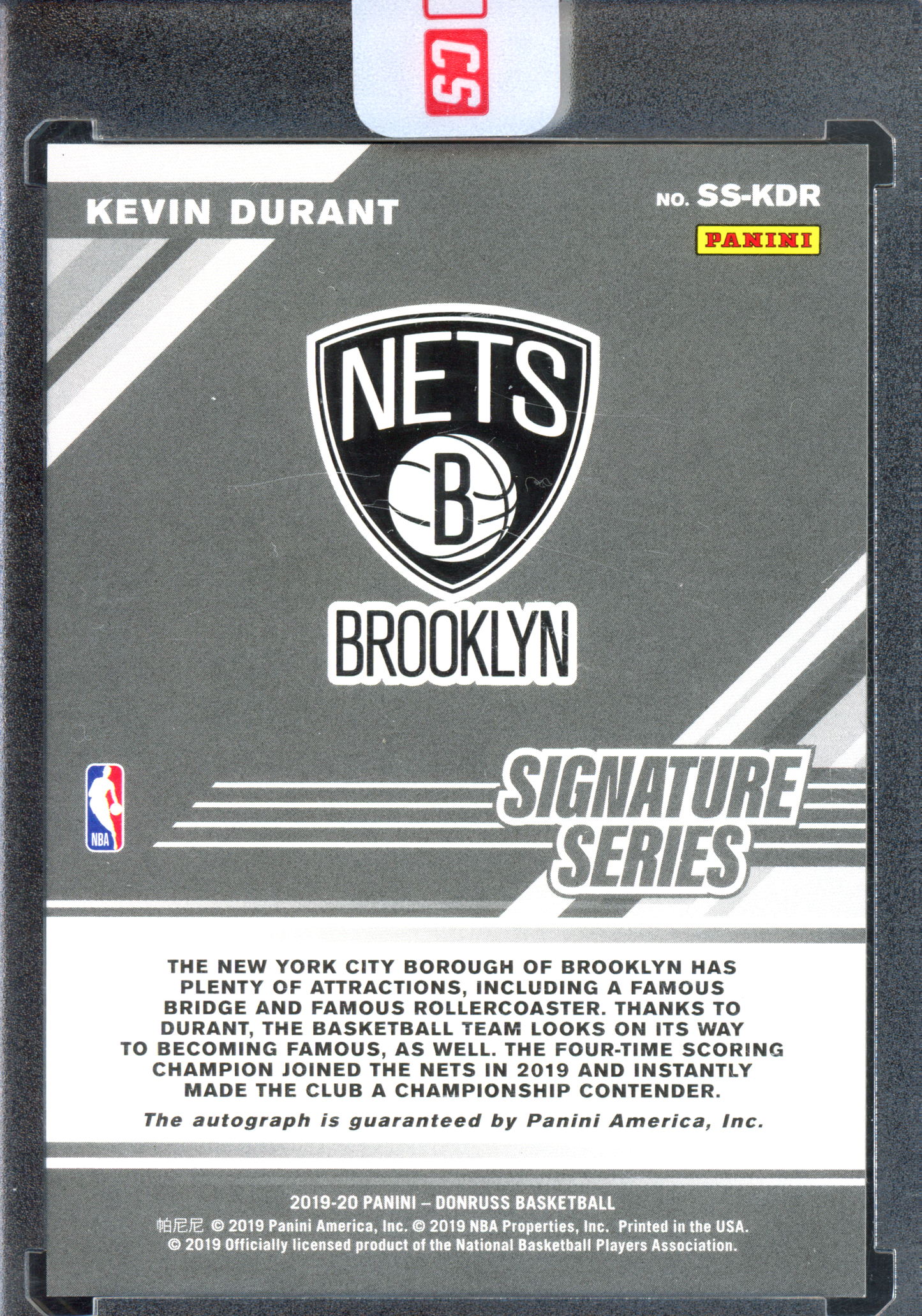 Kevin Durant Autogramm Signature Series I 2019-20 Panini Donruss Optic