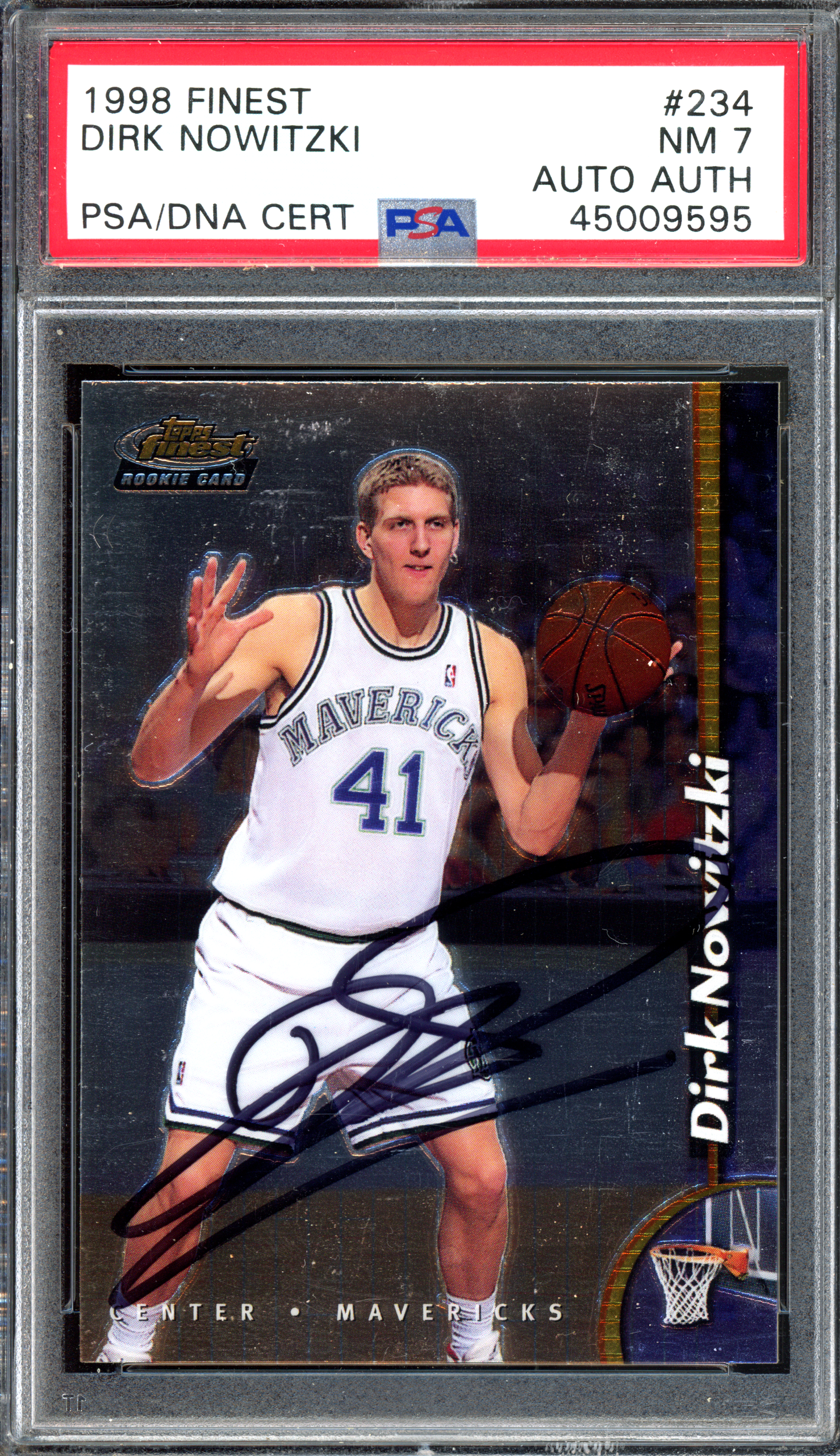 Dirk Nowitzki Rookie Autogramm PSA 7 - Authentifiziert von PSA I 1998 Topps Finest