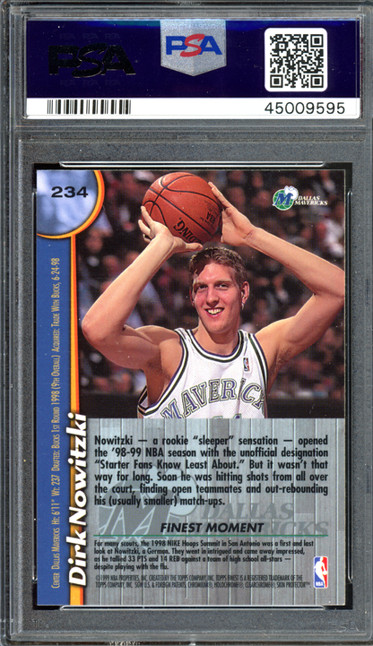 Dirk Nowitzki Rookie Autogramm PSA 7 - Authentifiziert von PSA I 1998 Topps Finest