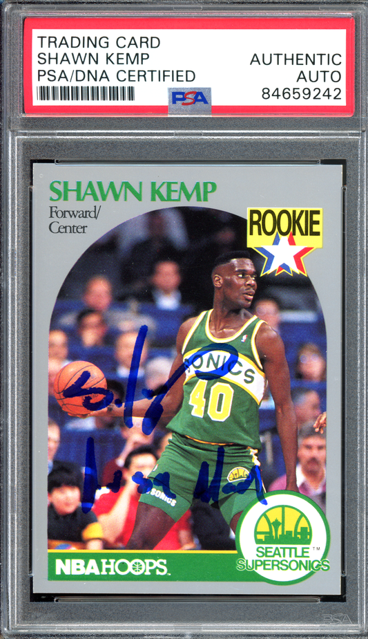 Shawn Kemp Autogramm Rookie - Authentifiziert von PSA I 1990 NBA Hoops