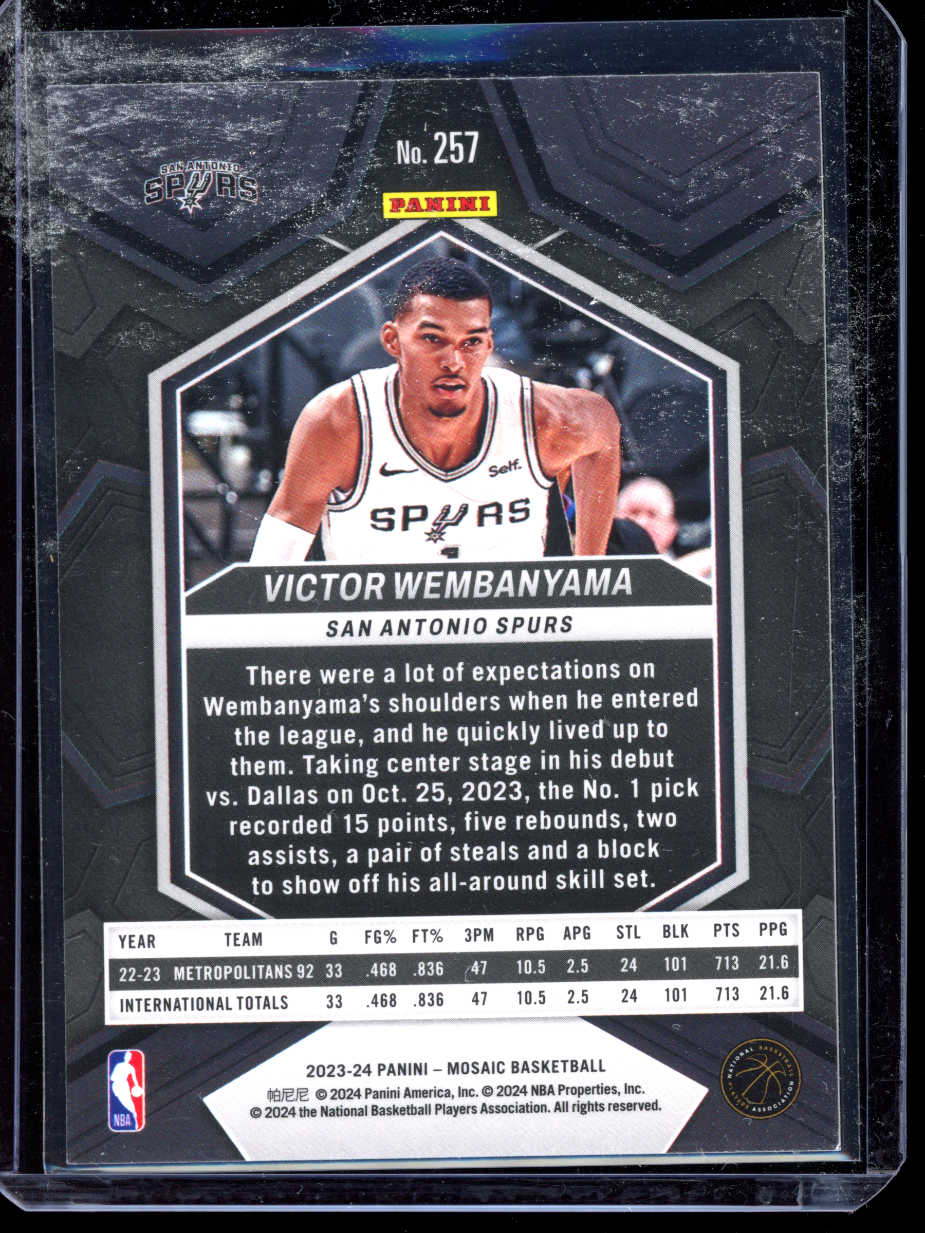 Victor Wembanyama NBA Debut Rookie Karte I 2023-24 Panini Mosaic