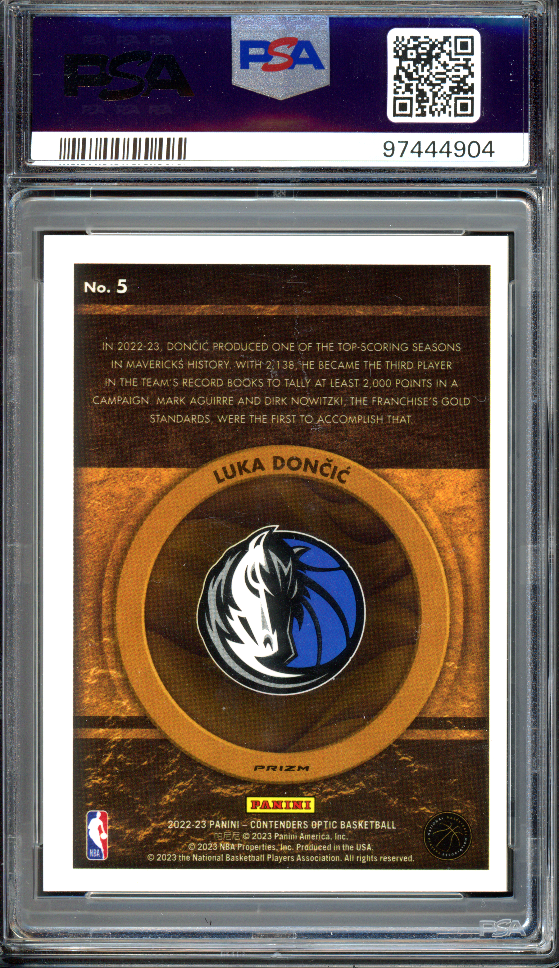 Luka Doncic Gold Rush PSA 9 I 2022-23 Panini Contenders Optic