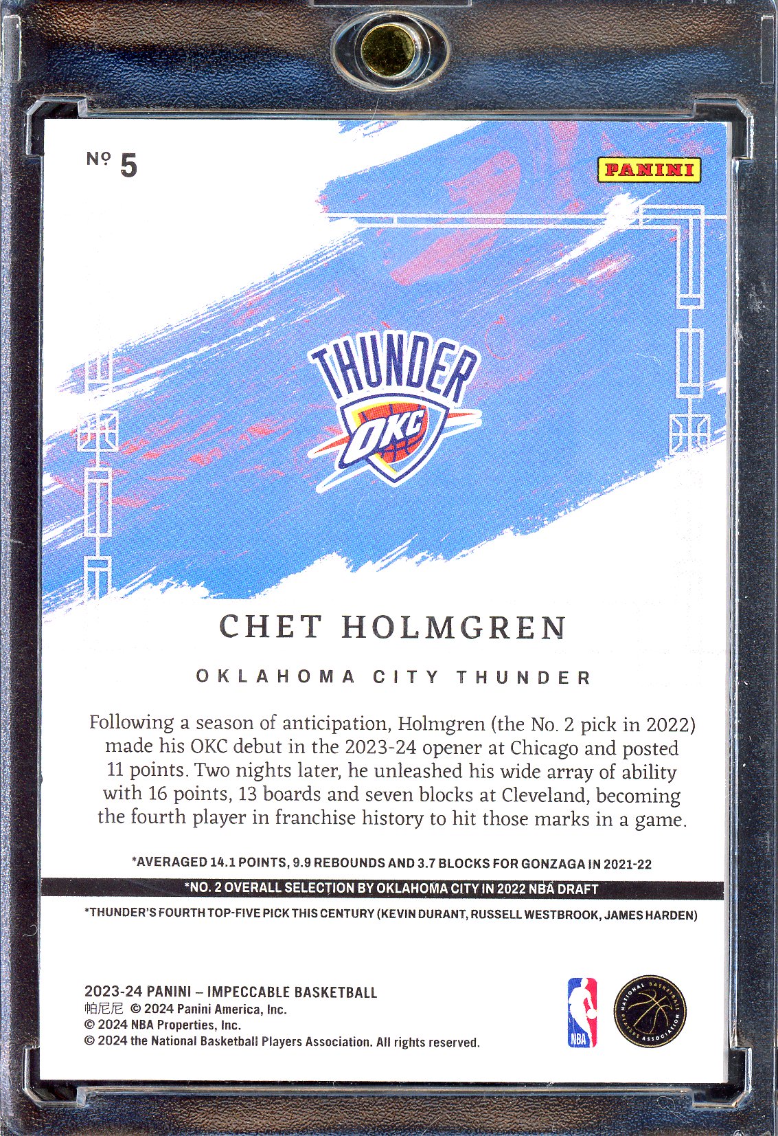 Chet Holmgren - Limitiert auf 25 - 2023-24 Panini Impeccable