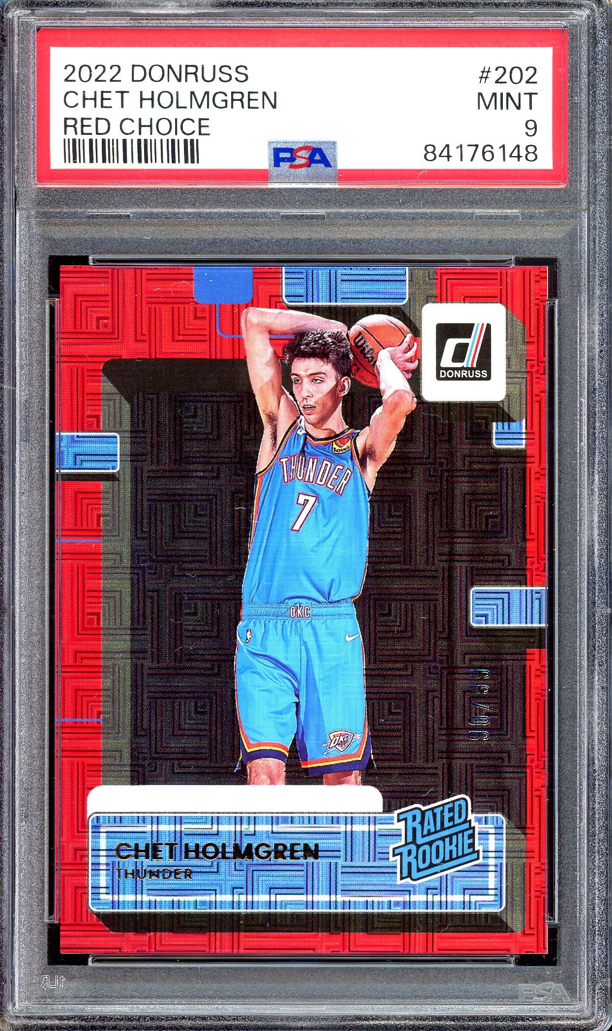 Chet Holmgren - Limitiert auf 99 - PSA 9 - 2022-23 Panini Donruss Red Choice Rookie