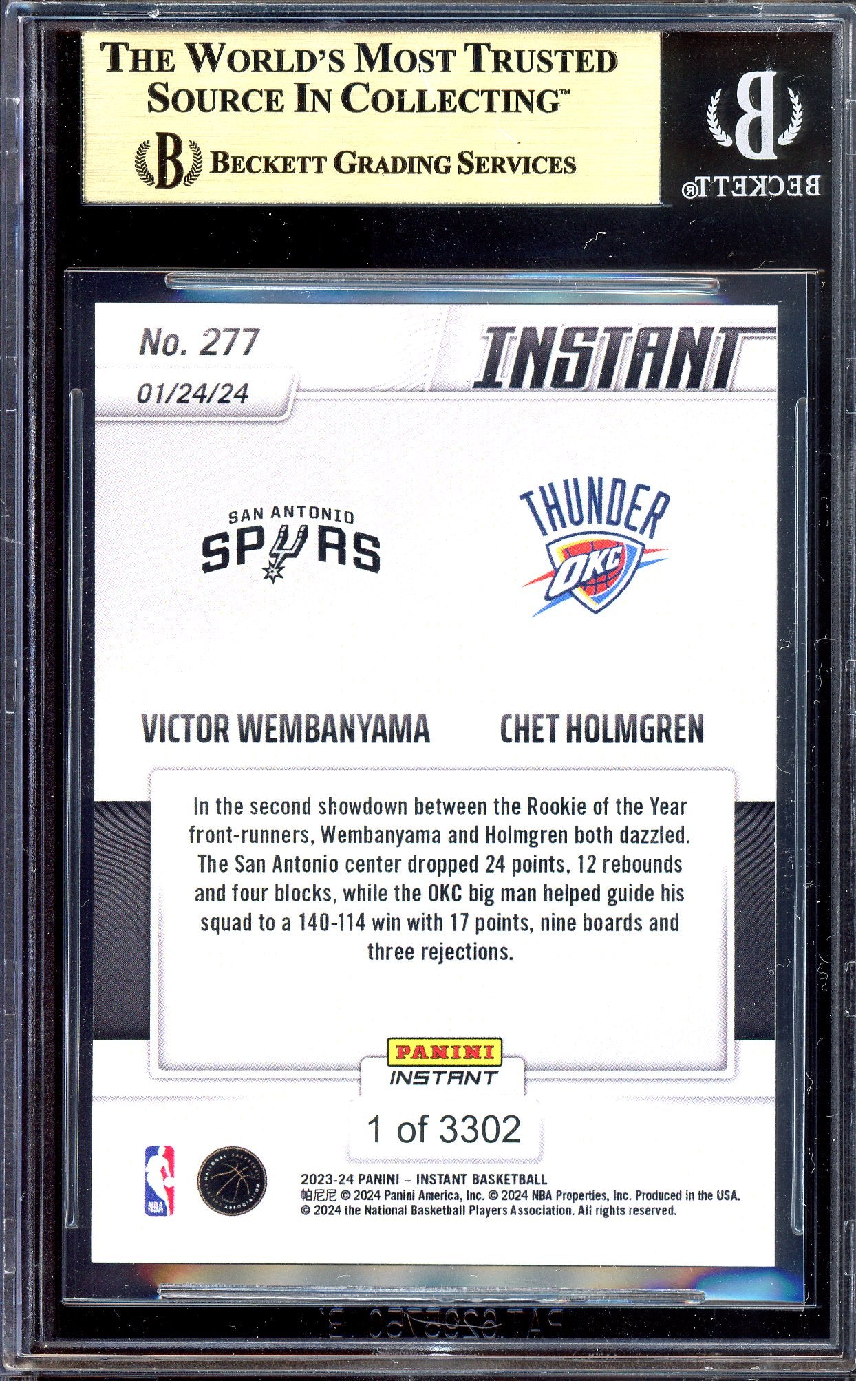 Victor Wembanyama & Chet Holmgren - Limitiert auf 3301 - BGS 9.5 - 2023-24 Panini Instant