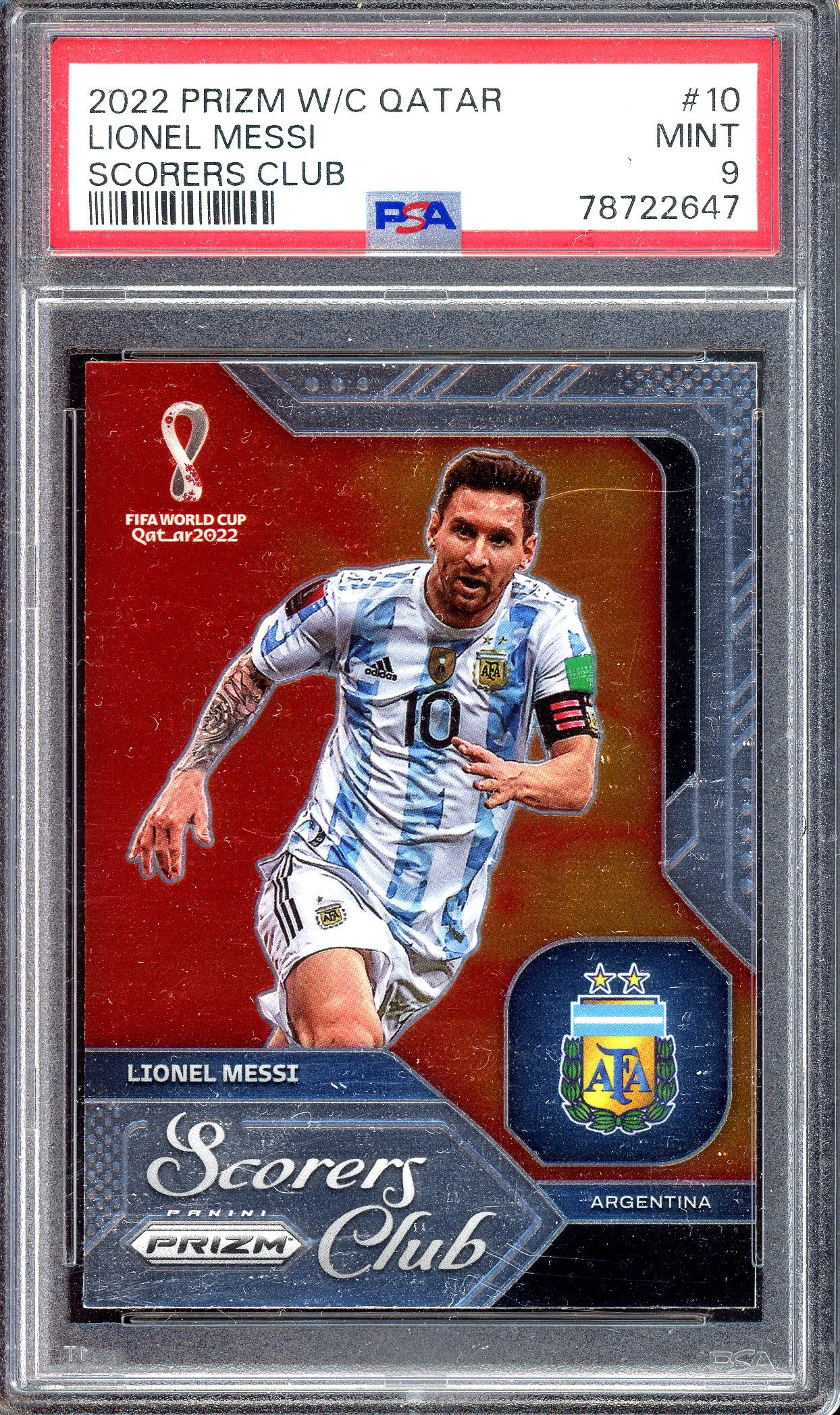 Lionel Messi Scorers Club - PSA 9 - 2022 Prizm World Cup Qatar